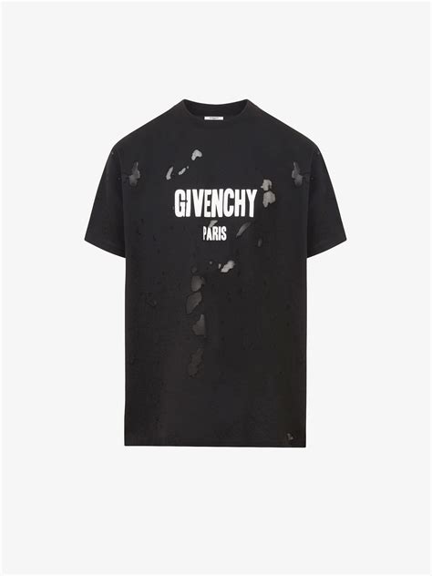 givenchy paris destroyed t-shirt blue|GIVENCHY PARIS destroyed oversized t.